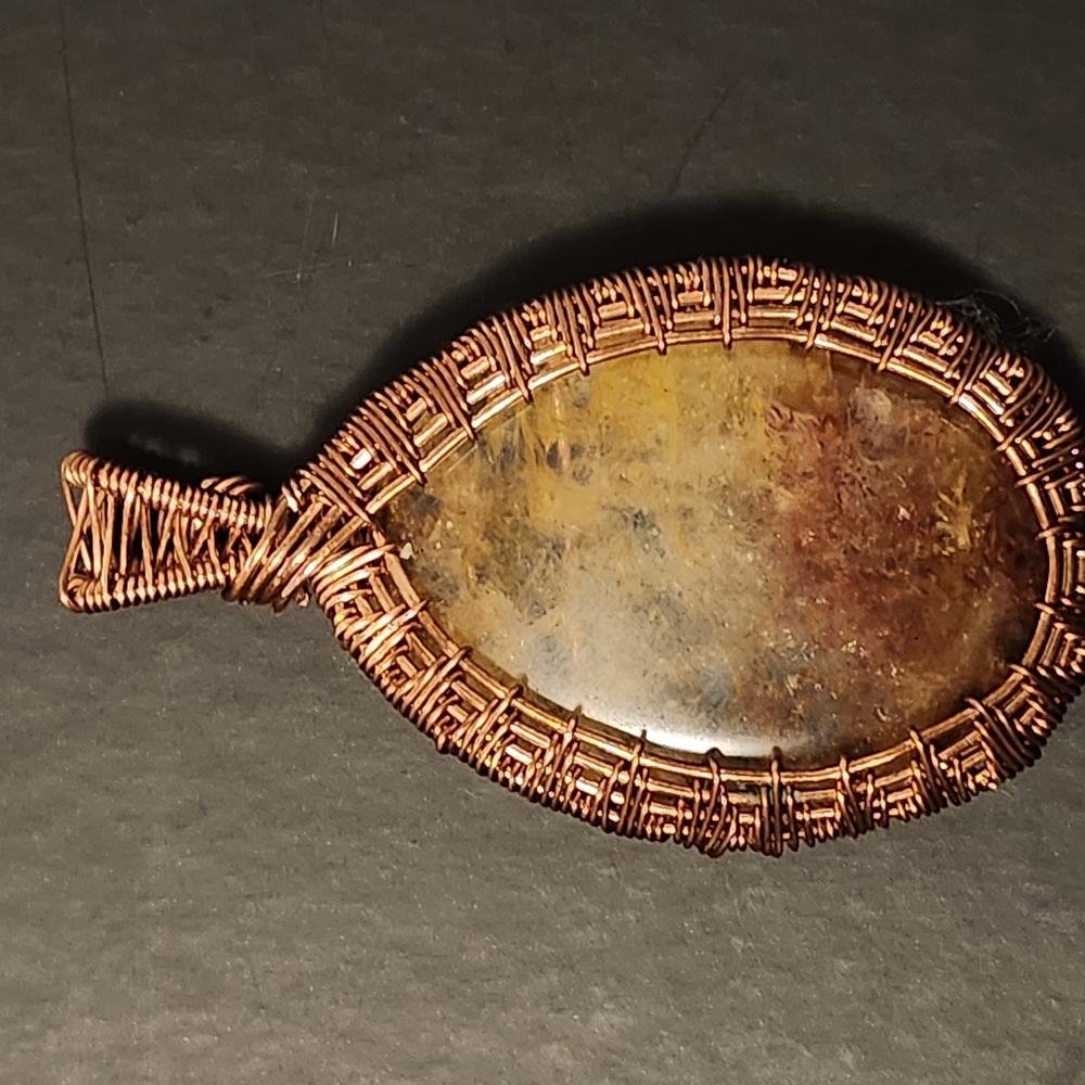 Handcrafted Copper Wire Wrapped Stone Pendant